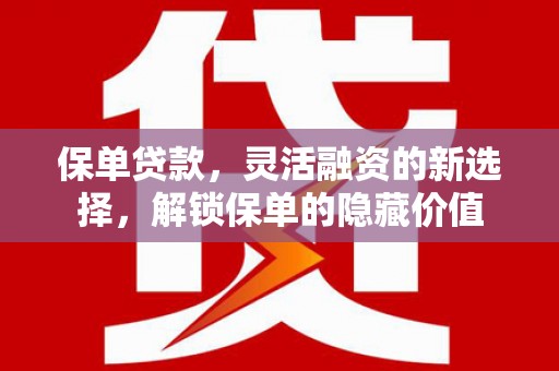 南岳保单贷款，灵活融资的新选择，解锁保单的隐藏价值