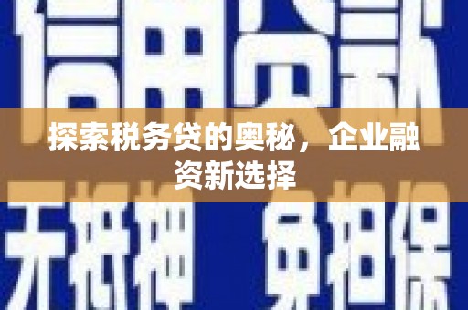南岳探索税务贷的奥秘，企业融资新选择