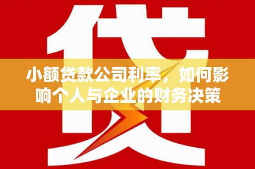 南岳小额贷款公司利率，如何影响个人与企业的财务决策