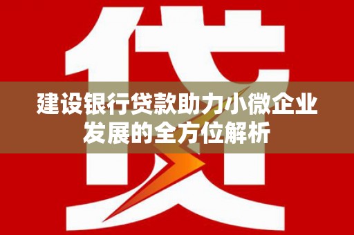 南岳建设银行贷款助力小微企业发展的全方位解析