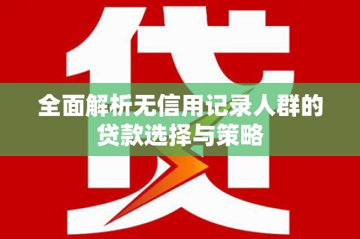 南岳全面解析无信用记录人群的贷款选择与策略